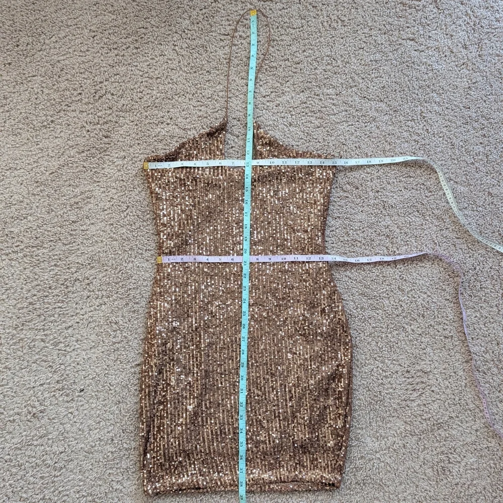 Fashion Nova Mocha Brown Out Til Dawn Sequin Mini Dress Size Large